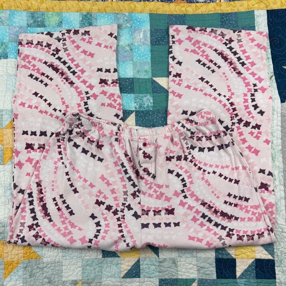 Mudd Sleepwear Pink Rose and Purple Butterfly Geometric Pattern Pajama Sweatpant